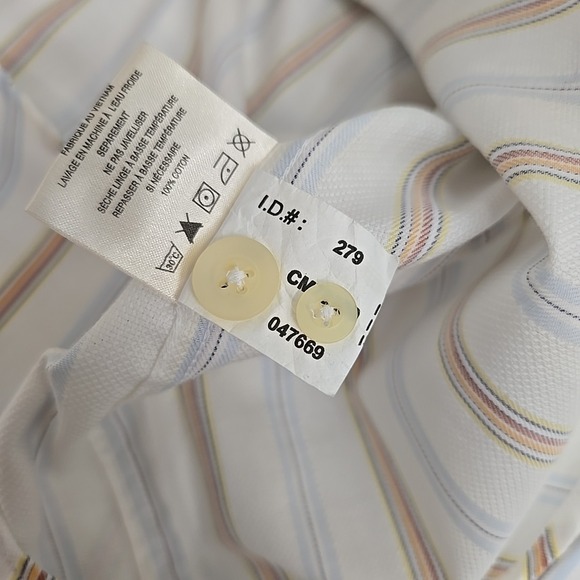 Callaway Golf Shirt Men's Large White Striped Button Down Cotton Dress Casual - Picture 10 of 10